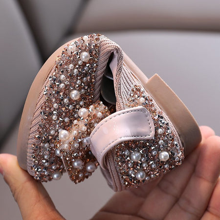 Girls' Leather Shoes Spring And Autumn Style Single Shoes Rhinestone Princess Shoes Performance Shoes - ANIBEY