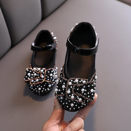 Girls' Leather Shoes Spring And Autumn Style Single Shoes Rhinestone Princess Shoes Performance Shoes - ANIBEY