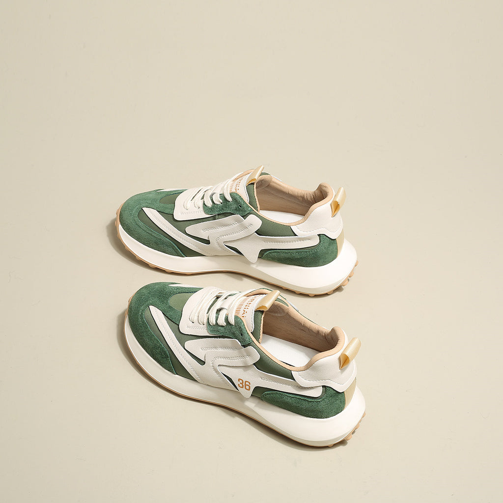 Niche Leather Forrest Shoes Women's Spring New All-match Thick-soled Sports Dad - ANIBEY