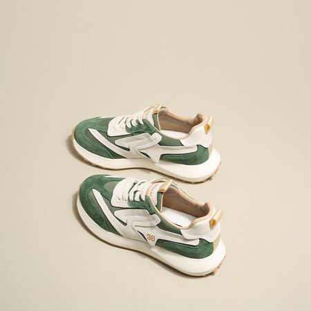 Niche Leather Forrest Shoes Women's Spring New All-match Thick-soled Sports Dad - ANIBEY