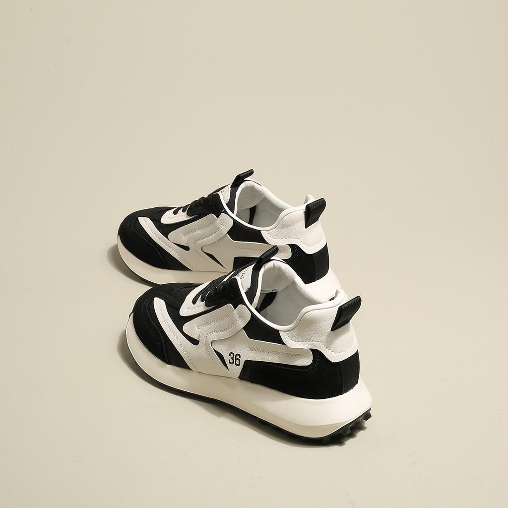 Niche Leather Forrest Shoes Women's Spring New All-match Thick-soled Sports Dad - ANIBEY