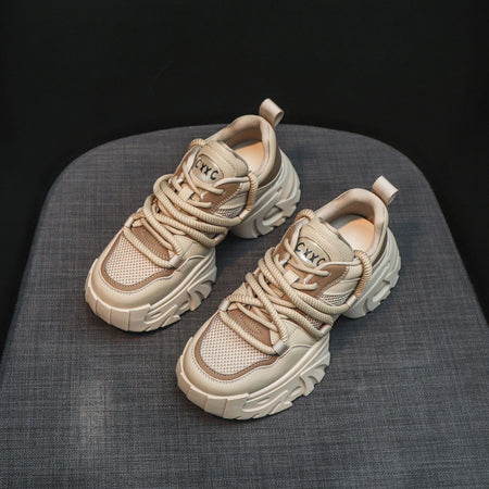 Casual Sneaker Platform Hidden Heel White Shoes - ANIBEY