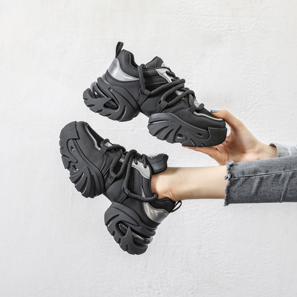 Casual Sneaker Platform Hidden Heel White Shoes - ANIBEY