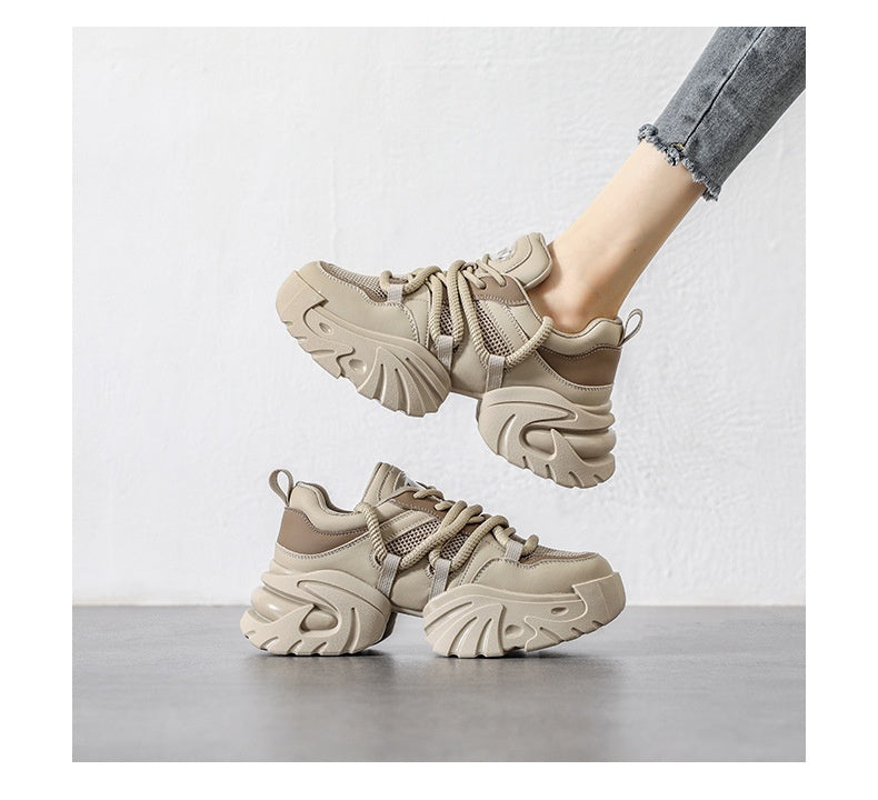 Casual Sneaker Platform Hidden Heel White Shoes - ANIBEY