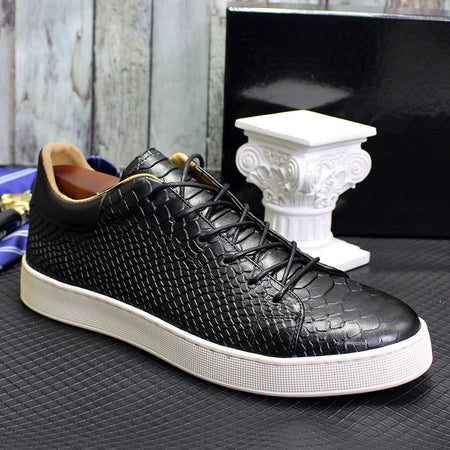Men's Embossed Flat Casual Leather Shoes - ANIBEY
