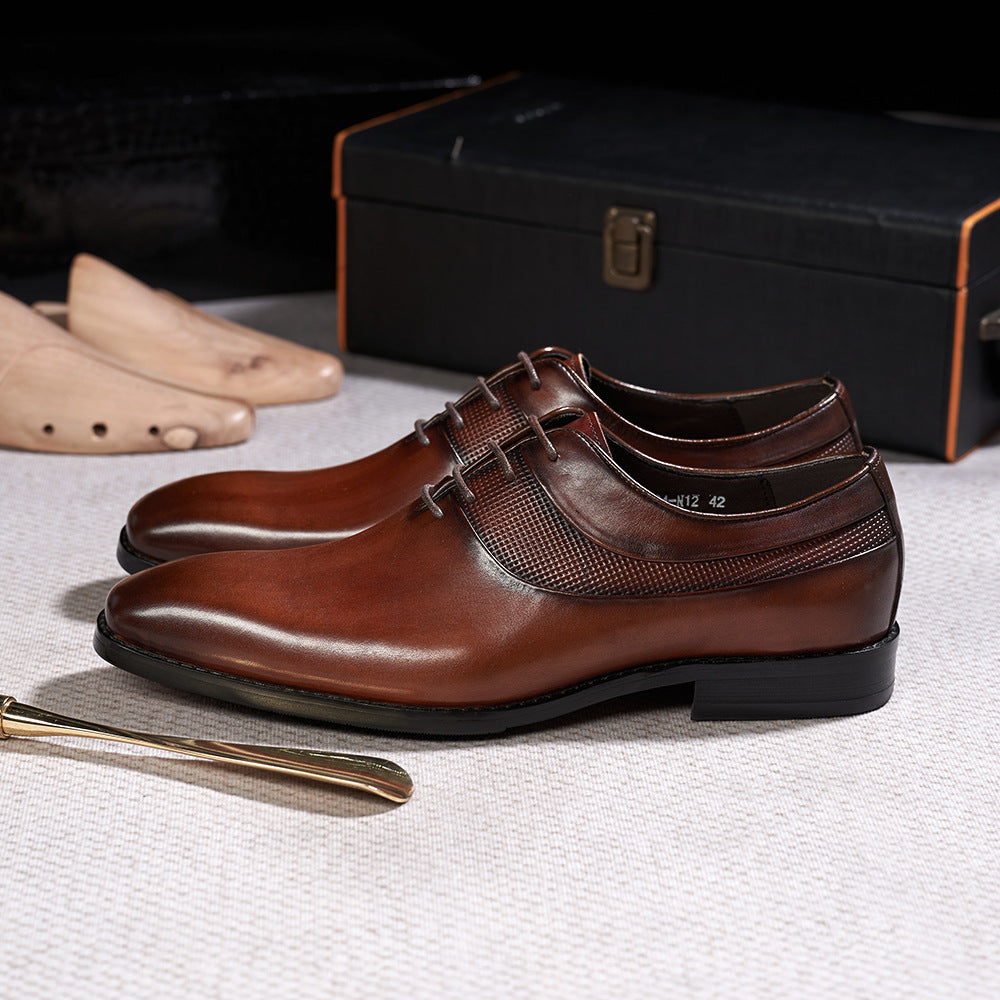 Pointed Toe Business Formal Wear Leather Shoes - ANIBEY