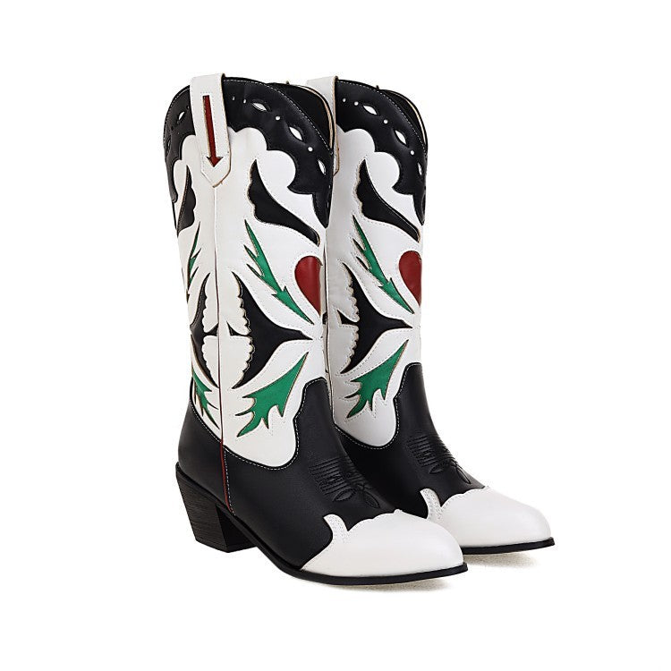 Women's Vintage Embroidered Pointed Boots - ANIBEY