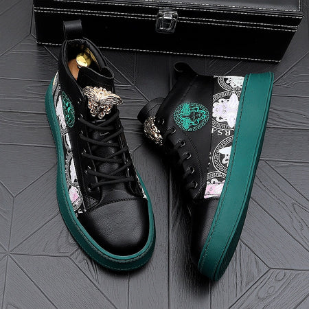 Men's Versatile Print High Ankle Board Sneakers - ANIBEY
