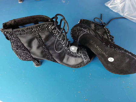 Rhinestone Latin Dance Shoes Adult Women's Mid-high Heel - ANIBEY