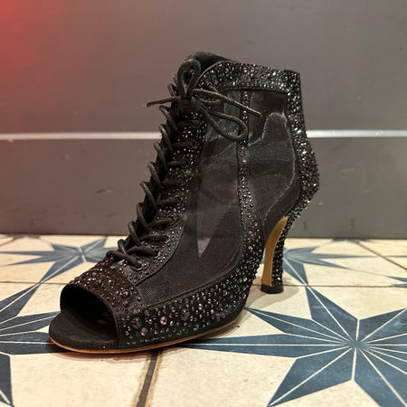Rhinestone Latin Dance Shoes Adult Women's Mid-high Heel - ANIBEY
