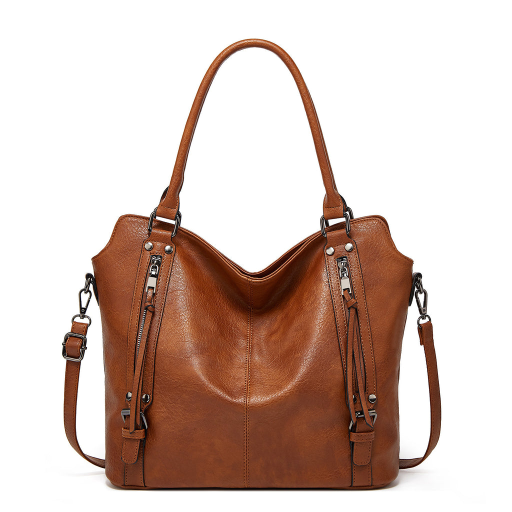 Double Zipper Design Tote Bag Large Capacity Shoulder Crossbody Bag For Women Handbags - ANIBEY
