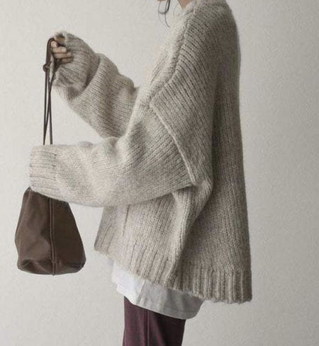 Women's Solid Color Pocket Pullover Sweater - ANIBEY