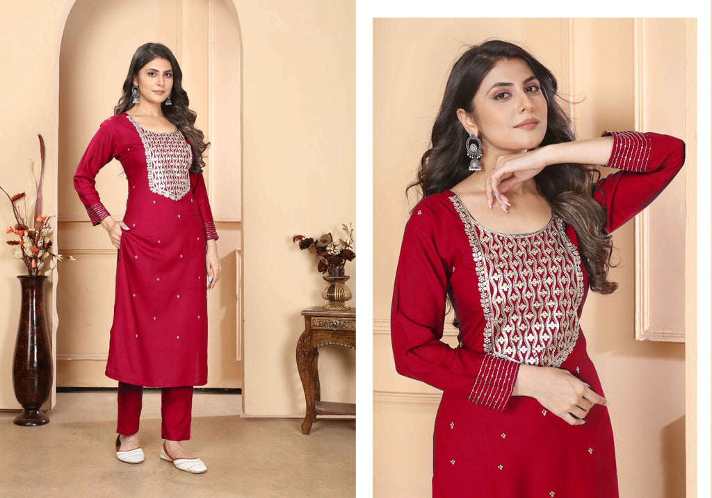 Salwar Suit Stylish Rayon Sequins Embroidered Work