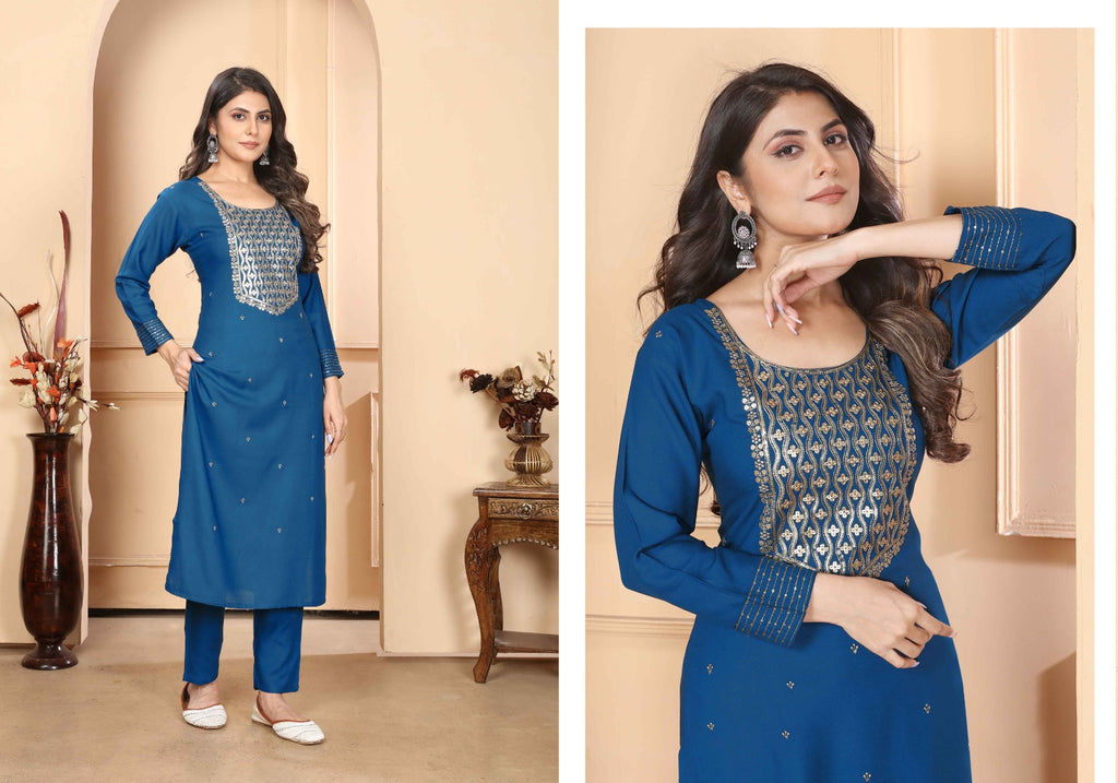Salwar Suit Stylish Rayon Sequins Embroidered Work