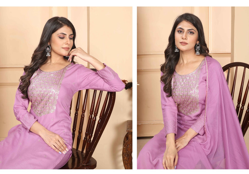 Salwar Suit Stylish Rayon Sequins Embroidered Work