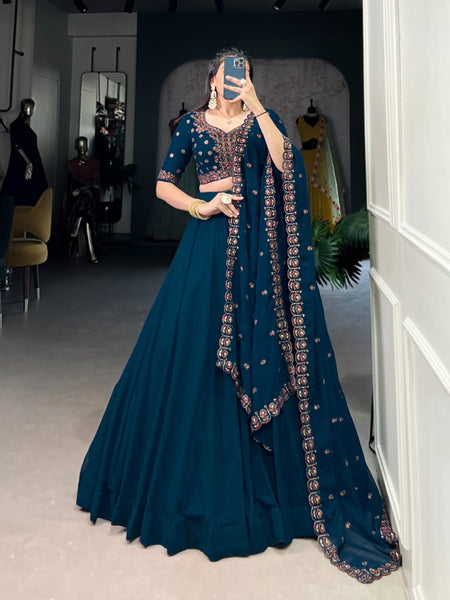 Buy Teal Blue Lehenga Choli Sets for Women - ANIBEY