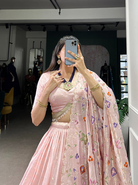 Beautiful Gold Crush Embroidery lehenga 1426LPI - ANIBEY