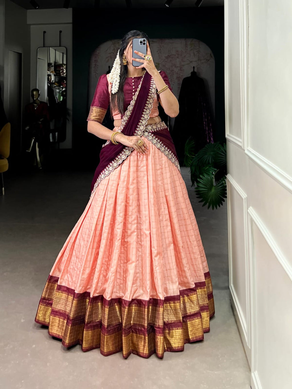 ANVESHA Chex With Zari Weaving Work Lehenga SET - ANIBEY