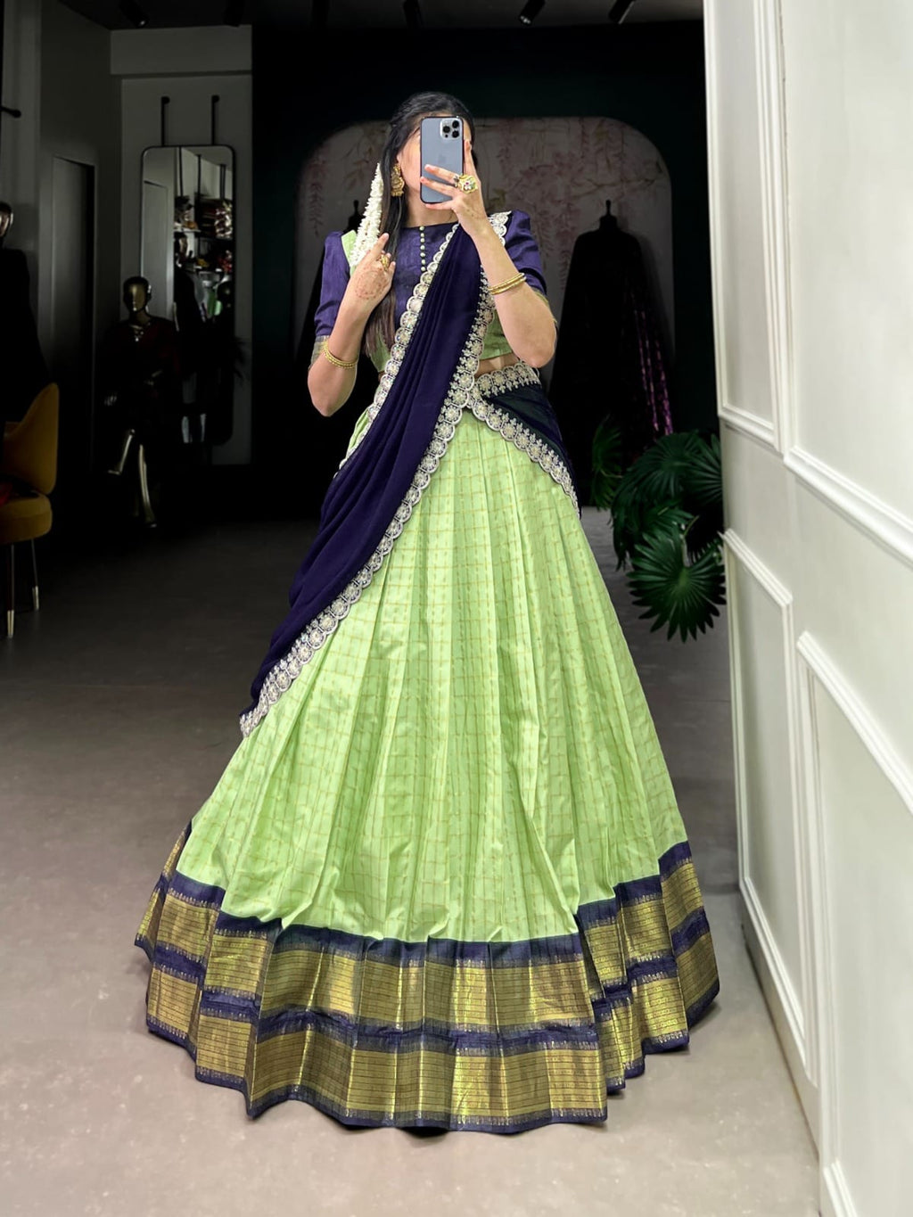 ANVESHA Chex With Zari Weaving Work Lehenga SET - ANIBEY