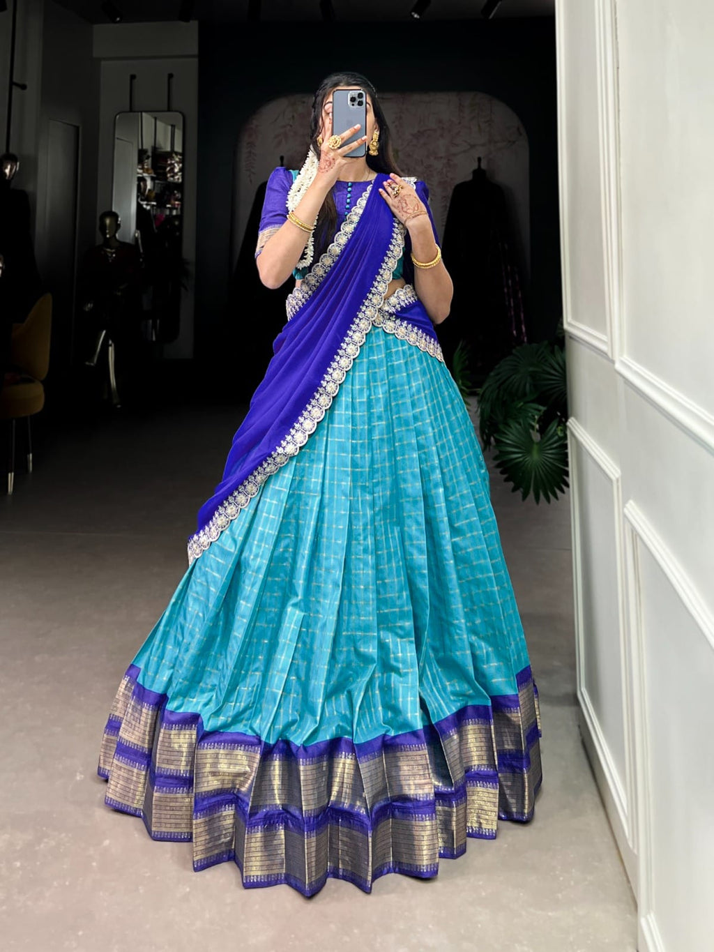 ANVESHA Chex With Zari Weaving Work Lehenga SET - ANIBEY