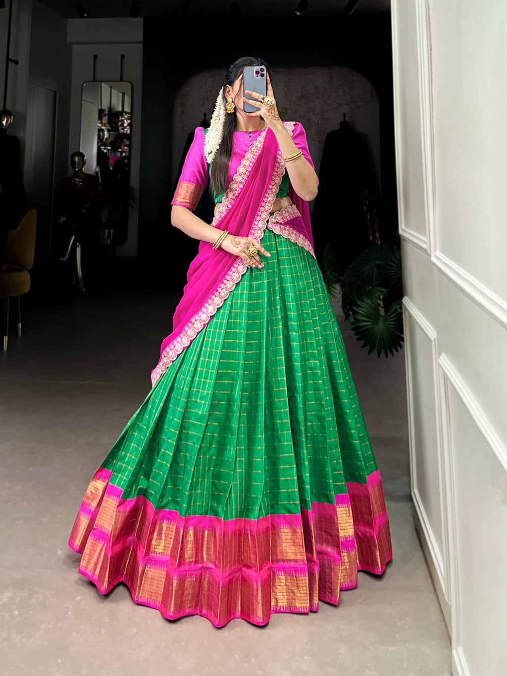 ANVESHA Chex With Zari Weaving Work Lehenga SET - ANIBEY