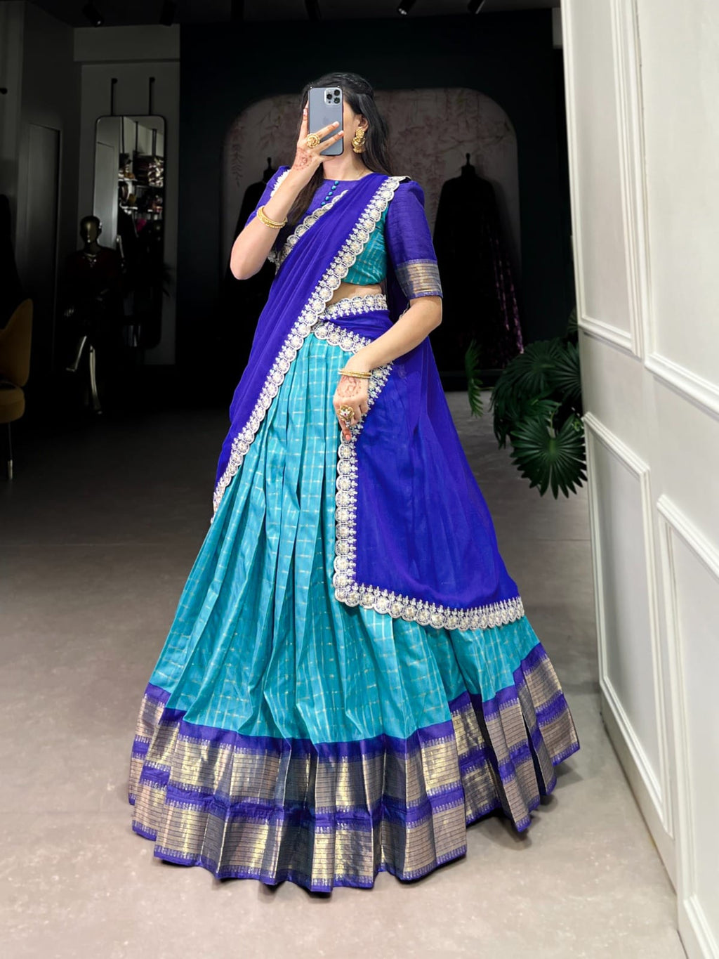 ANVESHA Chex With Zari Weaving Work Lehenga SET - ANIBEY