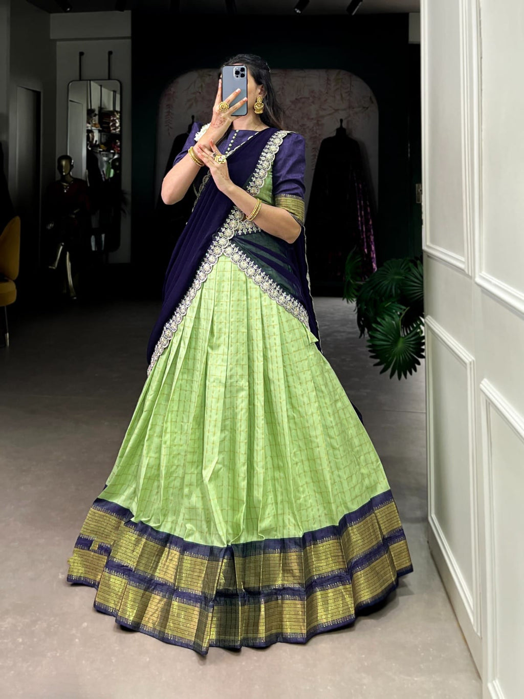 ANVESHA Chex With Zari Weaving Work Lehenga SET - ANIBEY