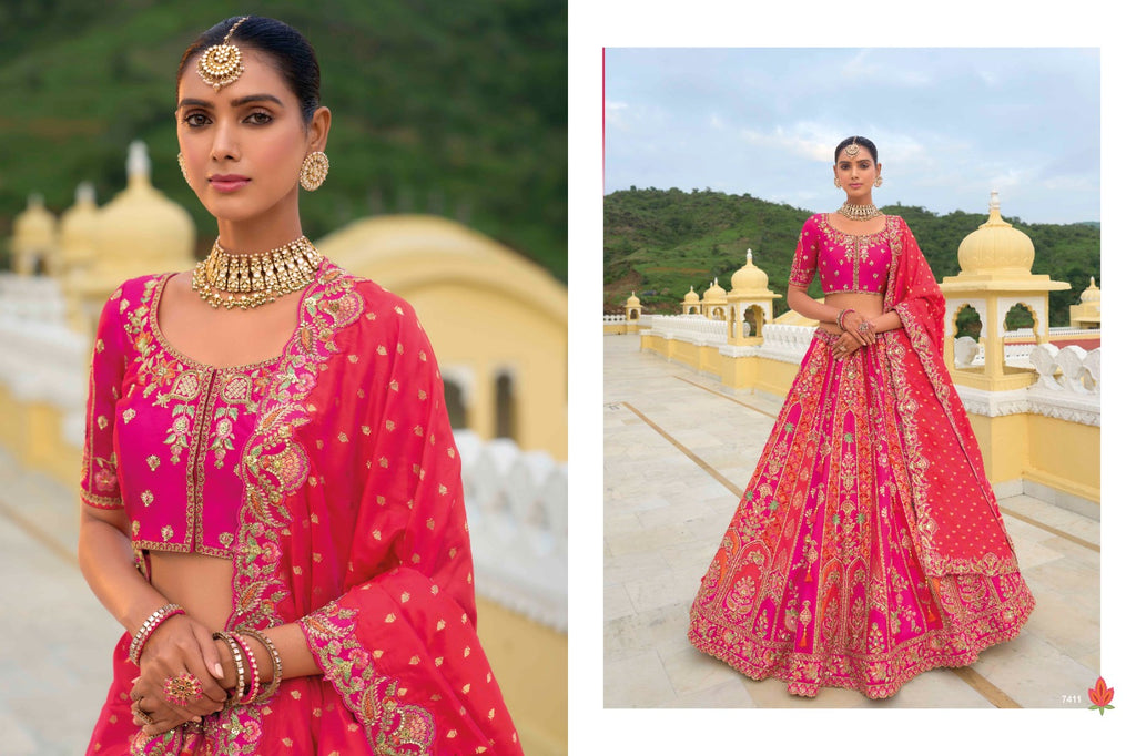 Shaded Multi Color Peach and Yellow Beautiful Traditional - ANIBEY