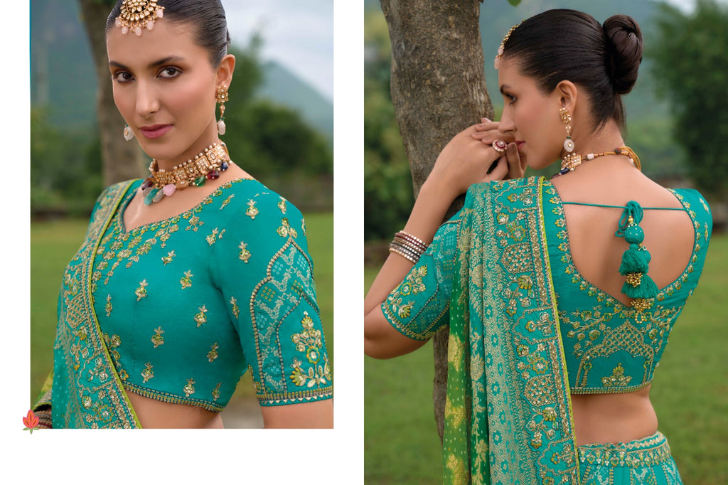 Shaded Multi Color Peach and Yellow Beautiful Traditional - ANIBEY