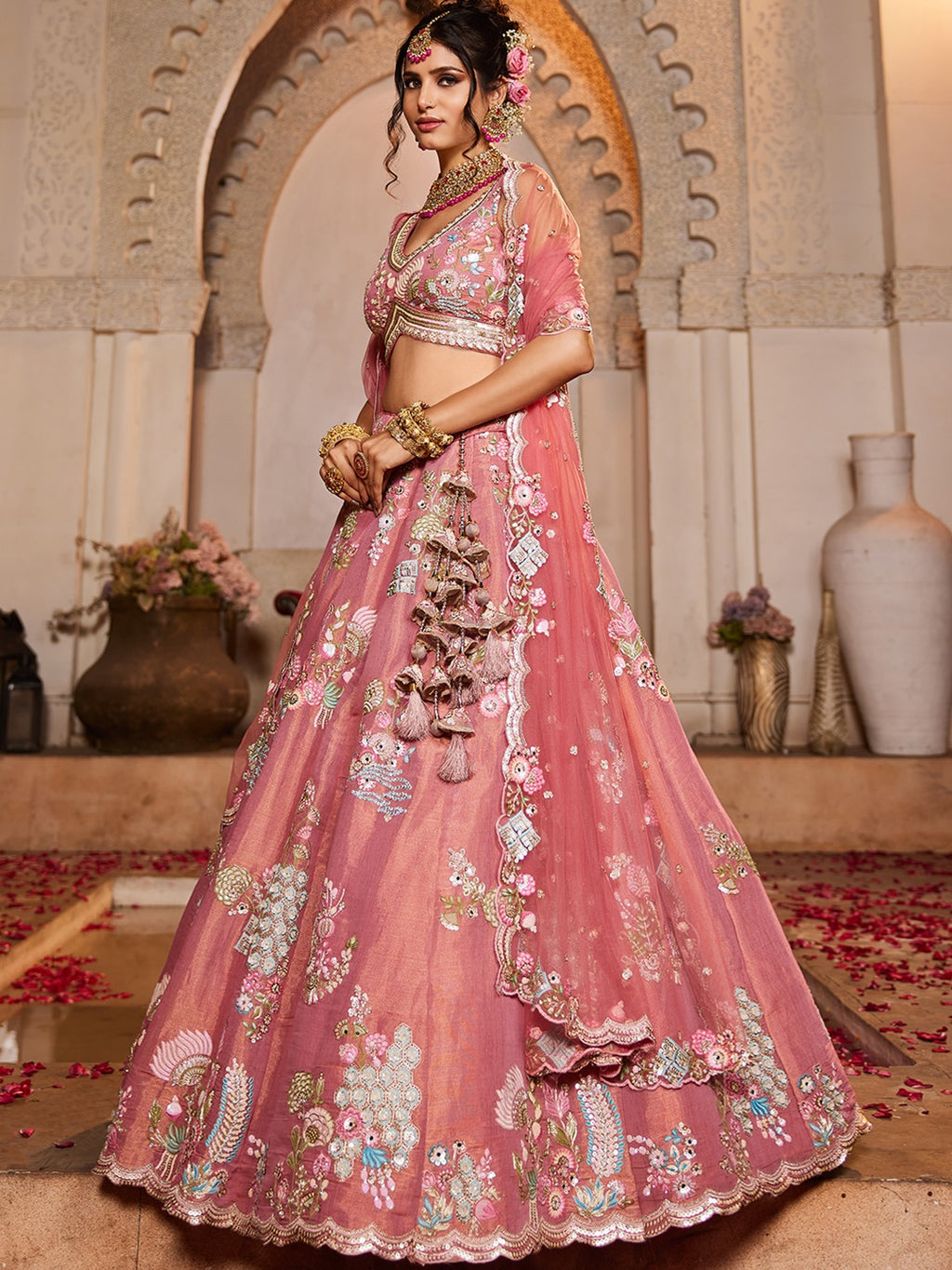 Buy panchhi Embroidered Organza Semi Stitched Leheng - ANIBEY