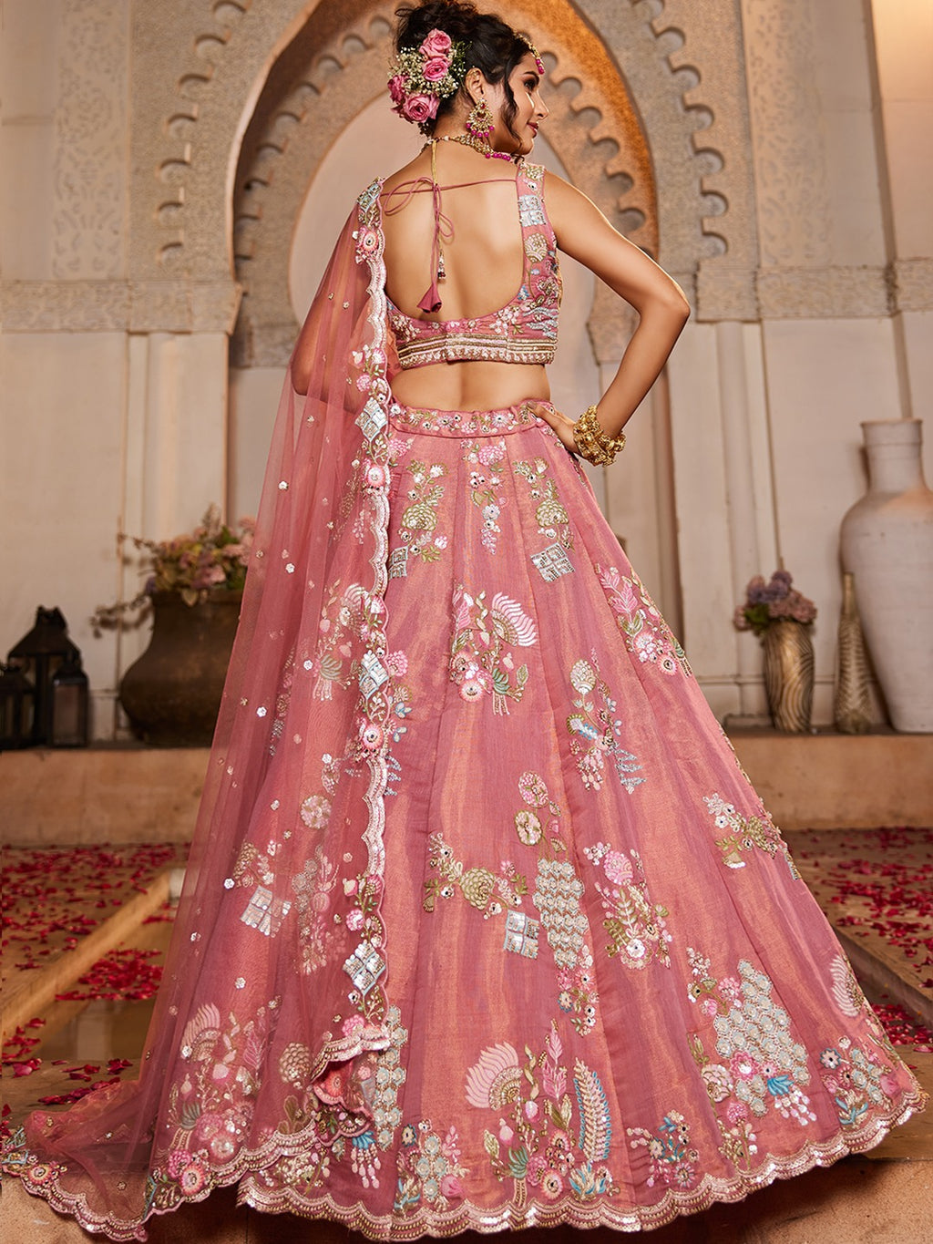 Buy panchhi Embroidered Organza Semi Stitched Leheng - ANIBEY