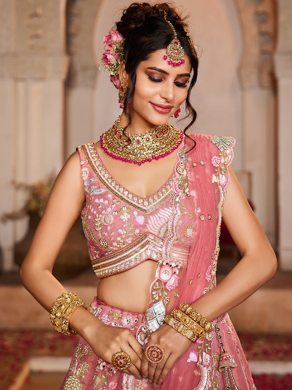 Buy panchhi Embroidered Organza Semi Stitched Leheng - ANIBEY