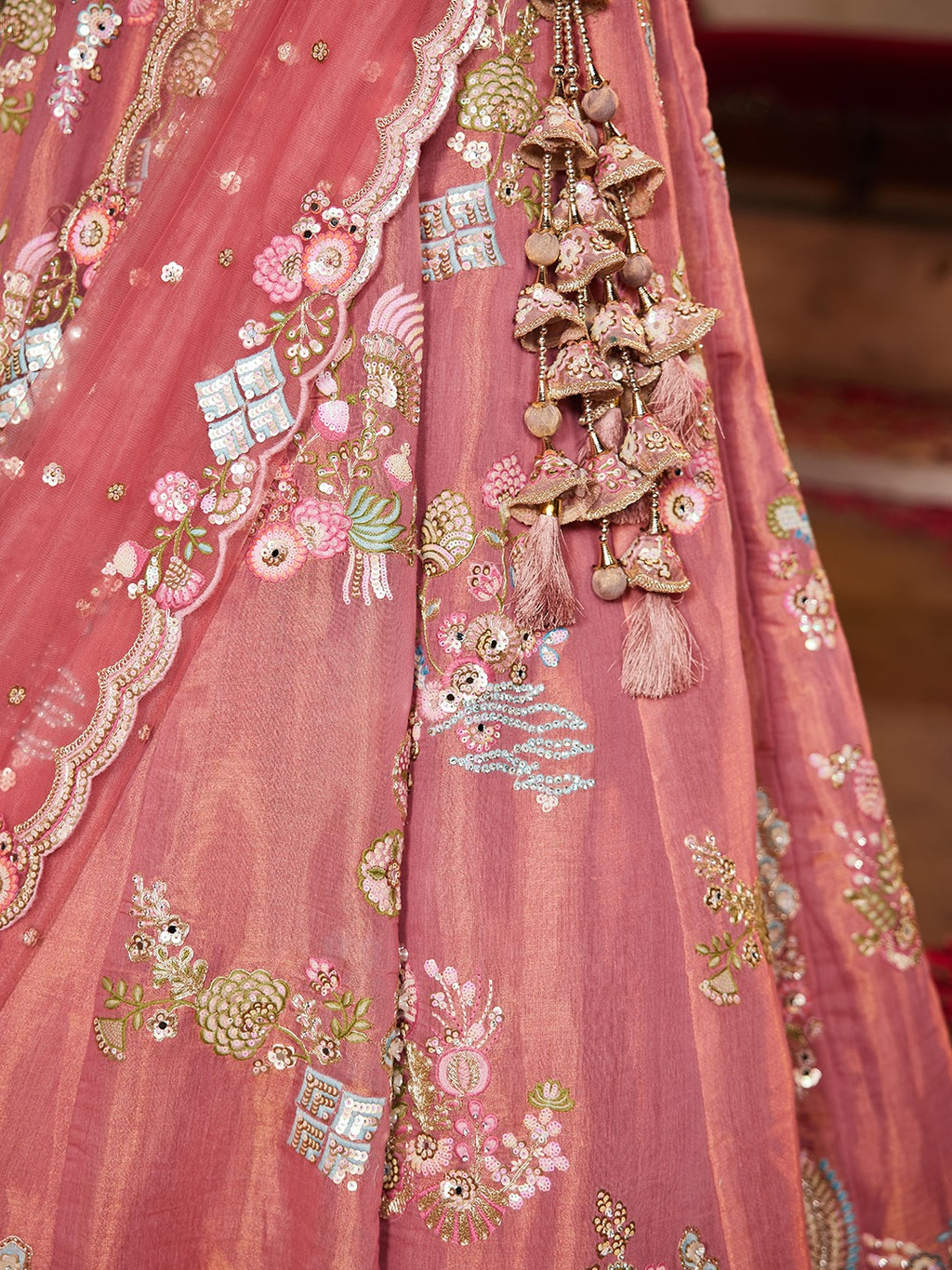 Buy panchhi Embroidered Organza Semi Stitched Leheng - ANIBEY