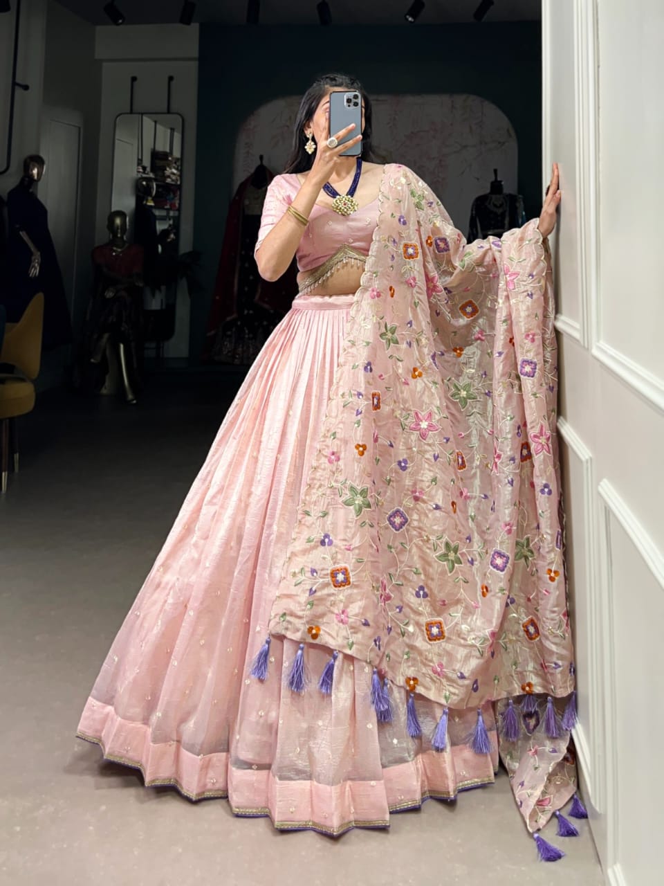 Peach Lehenga Choli Sets for Women