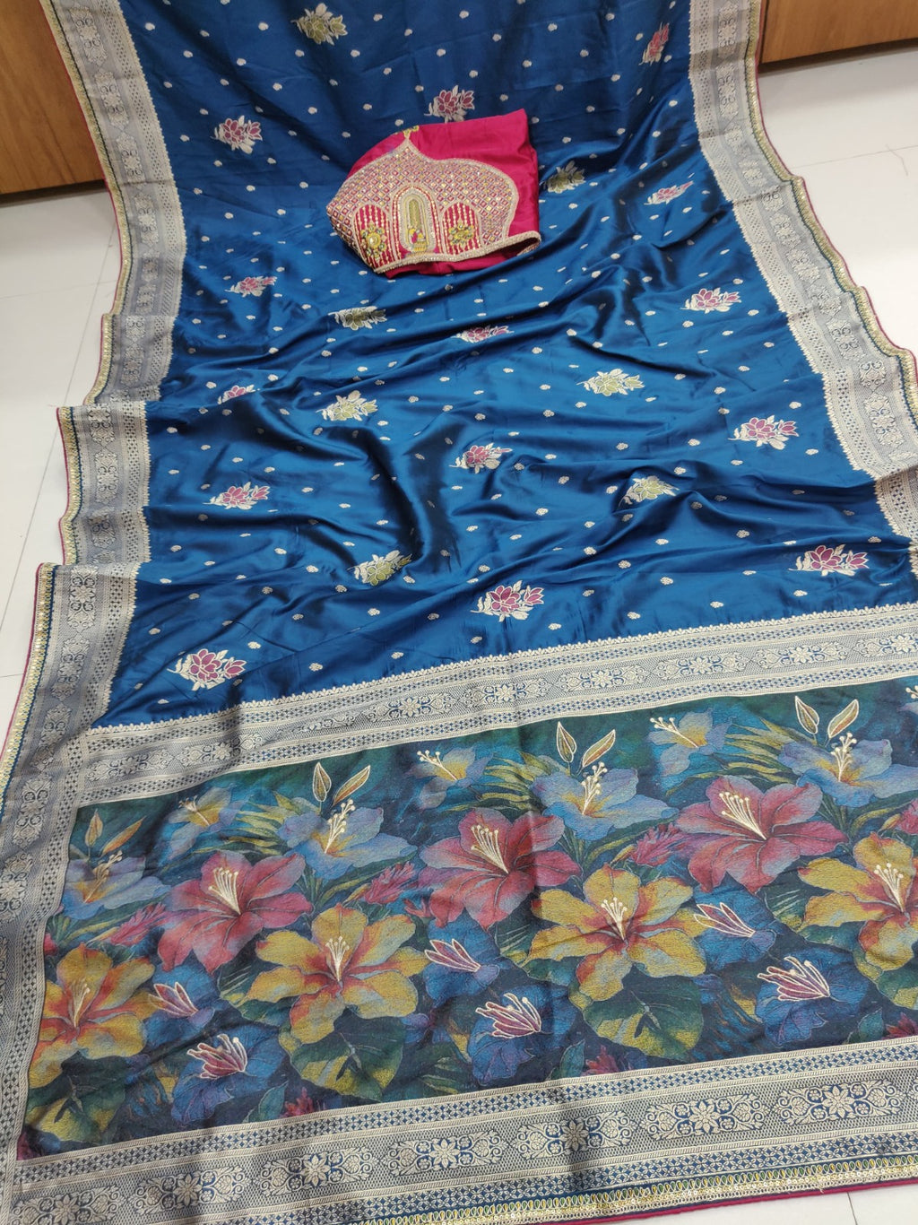 Latest Exclusive Banarasi Saree Satin Silk Embroidery With - ANIBEY