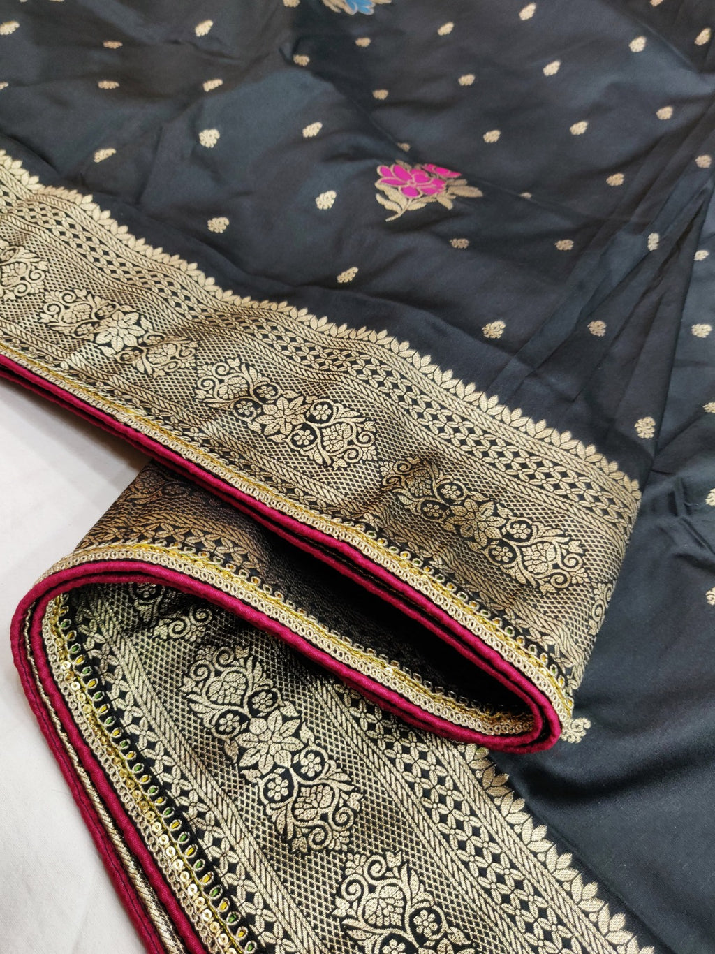 Latest Exclusive Banarasi Saree Satin Silk Embroidery With - ANIBEY