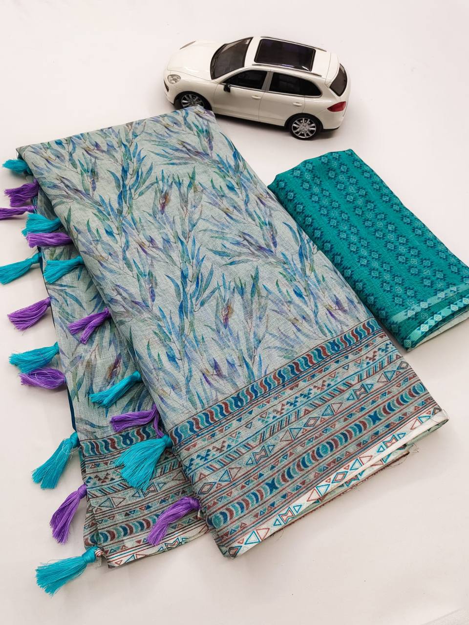 Buy Murti Creation Women's Lucknowi Linen cotton Saree - ANIBEY