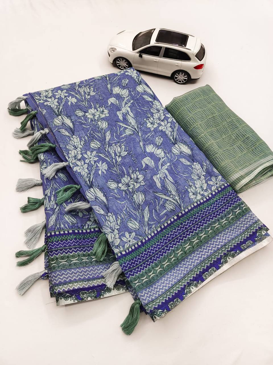 Buy Murti Creation Women's Lucknowi Linen cotton Saree - ANIBEY
