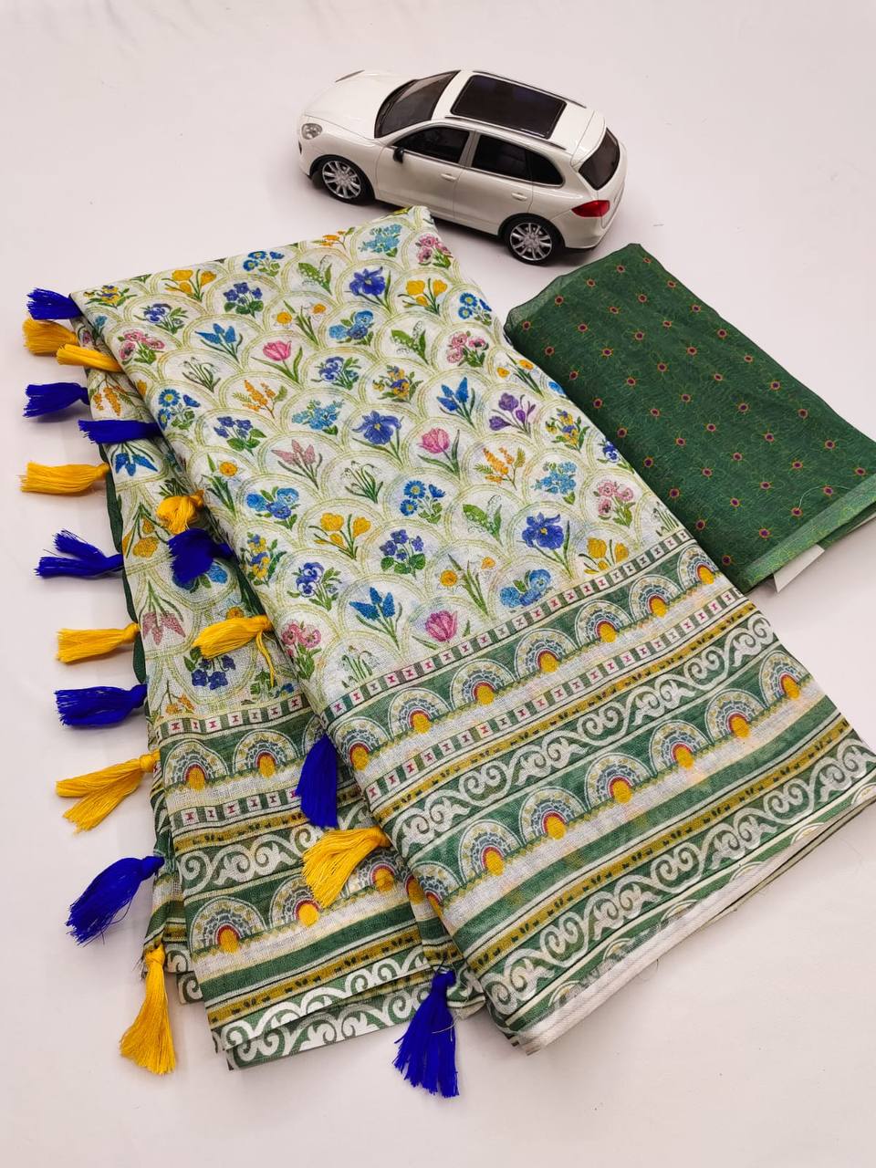 Buy Murti Creation Women's Lucknowi Linen cotton Saree - ANIBEY