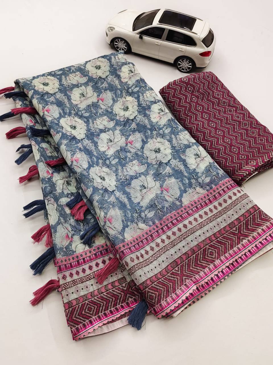 Buy Murti Creation Women's Lucknowi Linen cotton Saree - ANIBEY