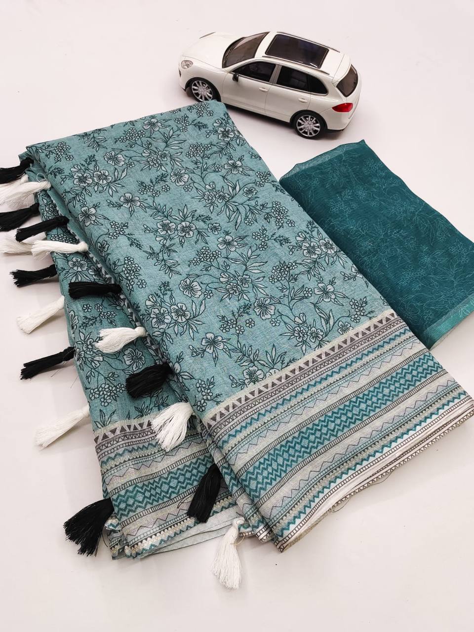Buy Murti Creation Women's Lucknowi Linen cotton Saree - ANIBEY