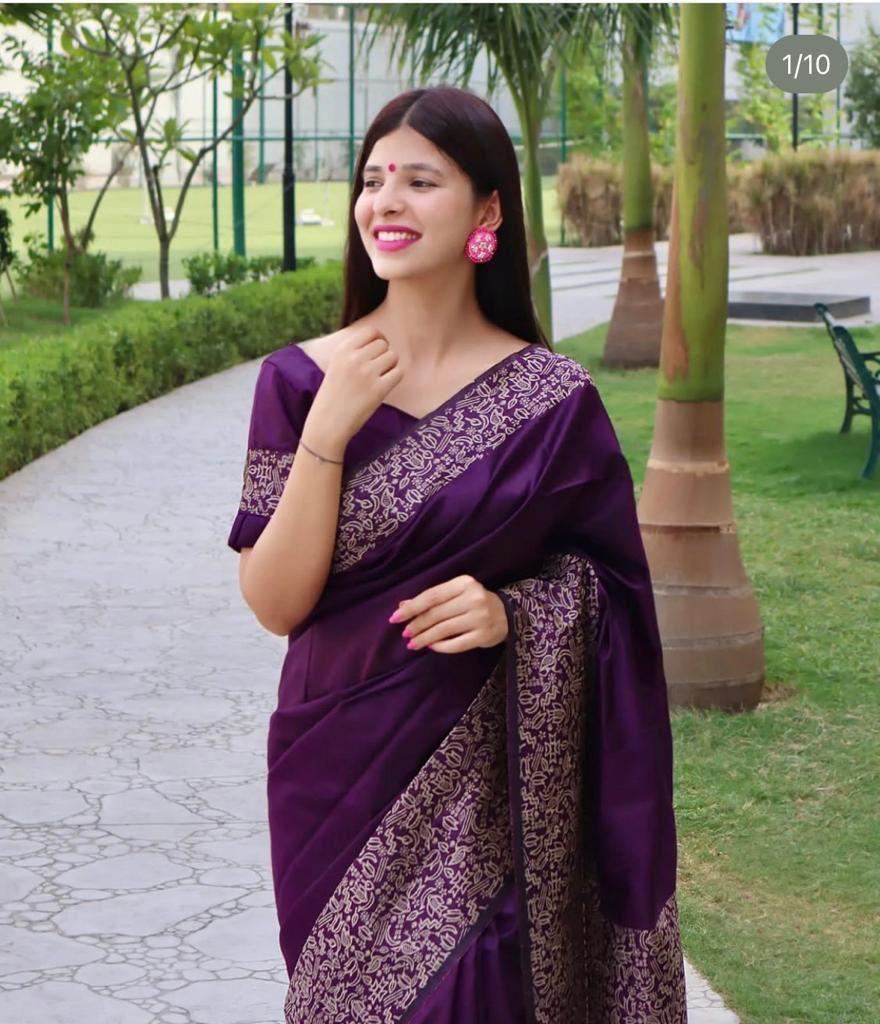 Buy SGF11- Women's Kanjivaram Soft Lichi Silk Saree With Blouse - ANIBEY