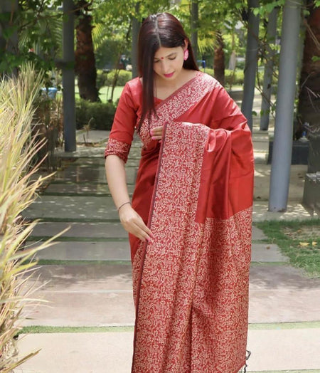 Buy SGF11- Women's Kanjivaram Soft Lichi Silk Saree With Blouse - ANIBEY