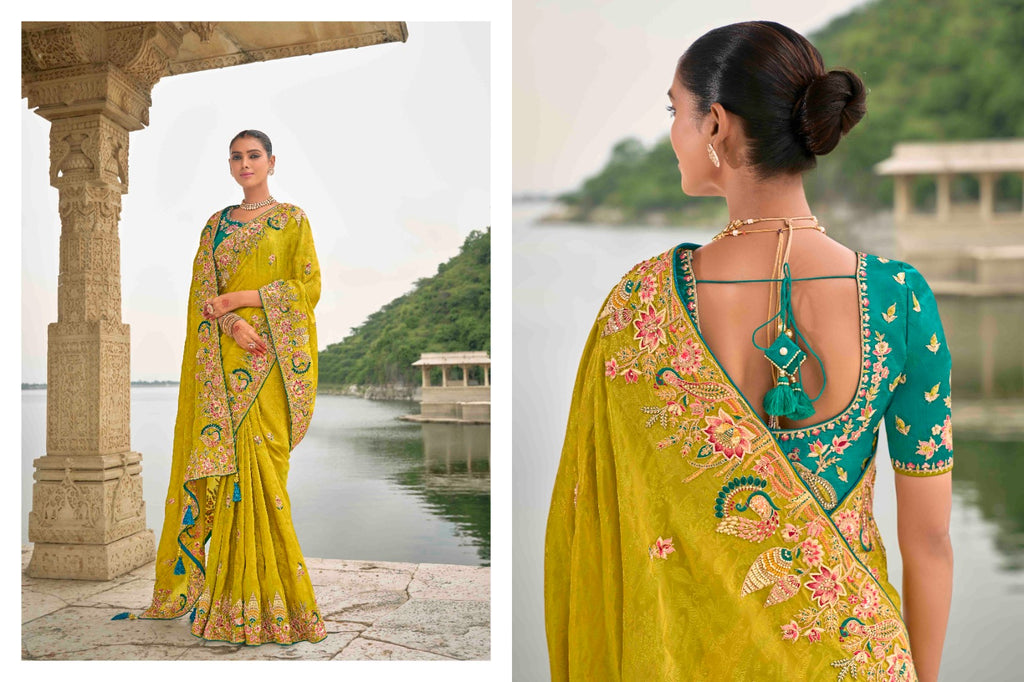 Lavender Pure Viscose Embroidered HandWork C-Pallu Saree with Lavender Silk Blouse