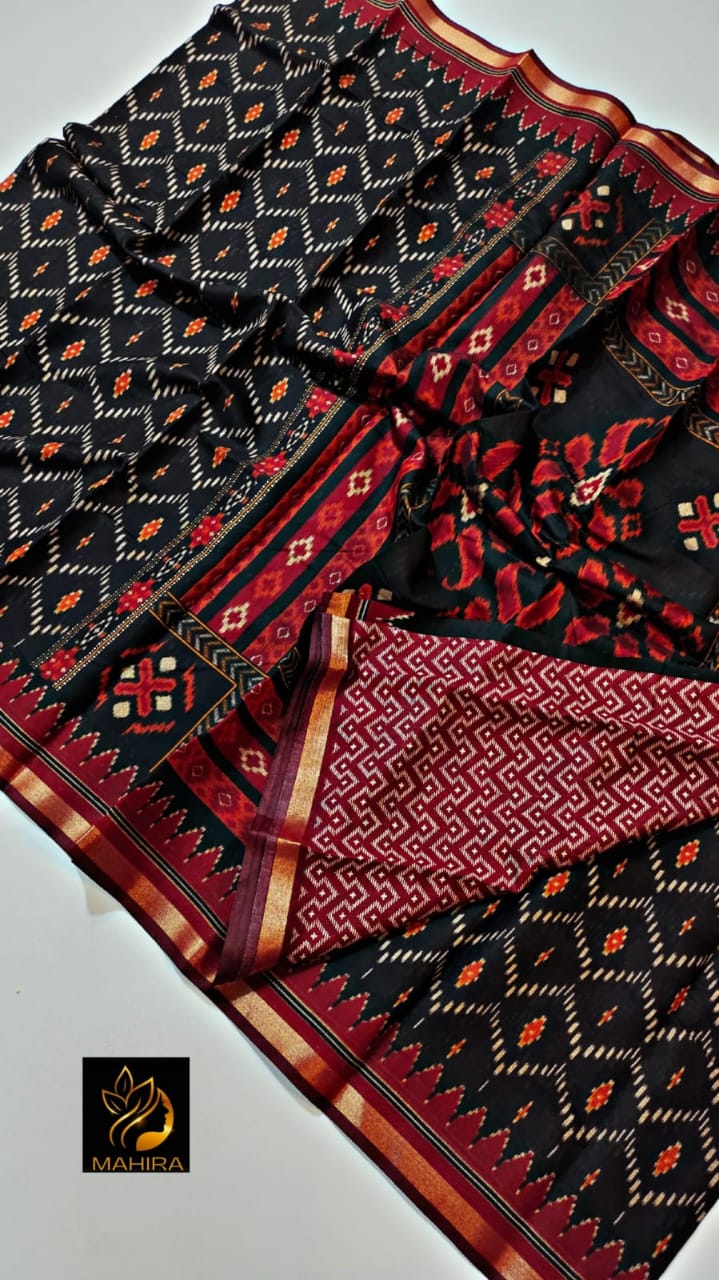 Buta Buti Red Colour Abstract Printed Pure Cotton Saree - ANIBEY