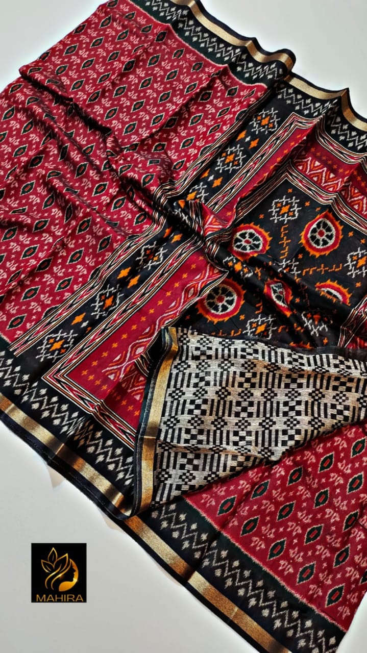 Buta Buti Red Colour Abstract Printed Pure Cotton Saree - ANIBEY