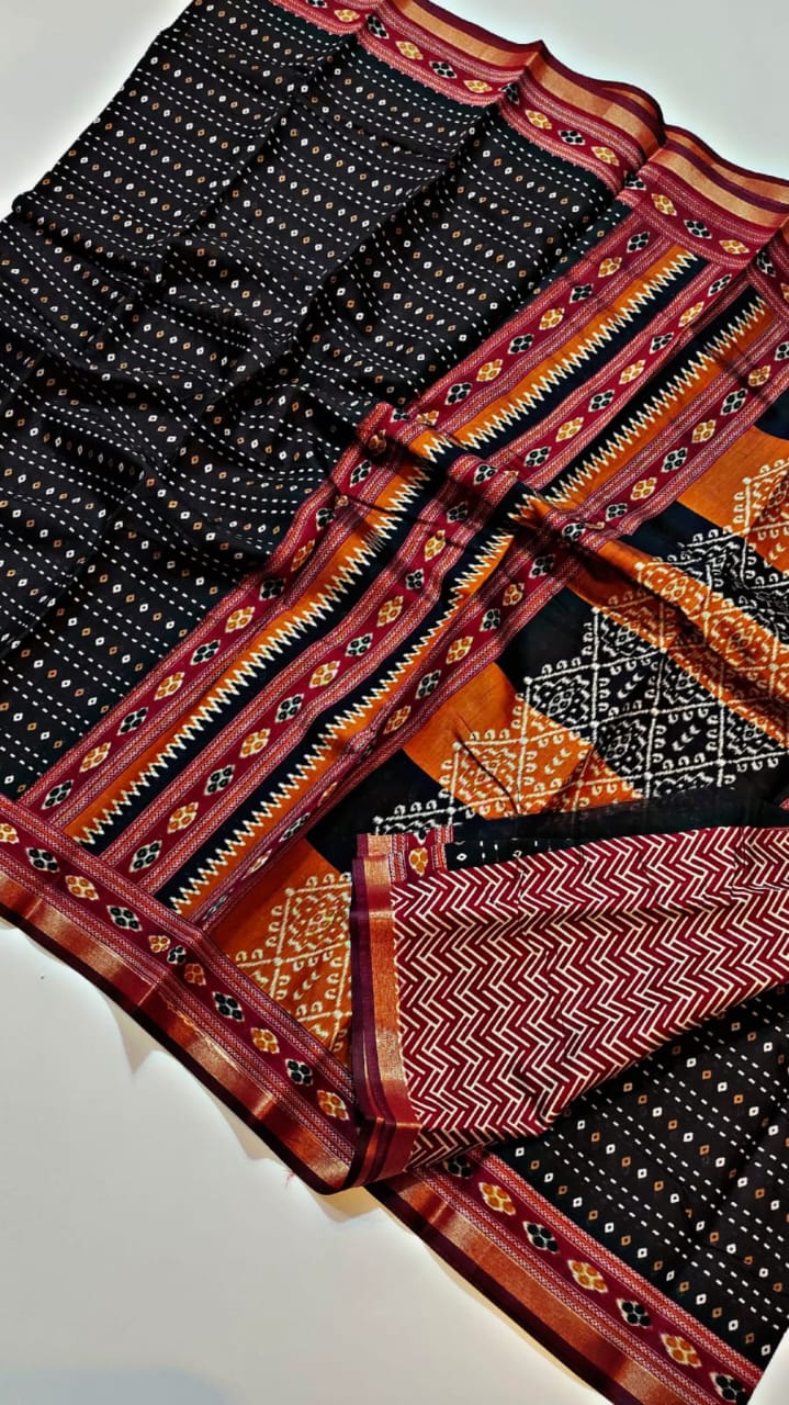 Buta Buti Red Colour Abstract Printed Pure Cotton Saree - ANIBEY