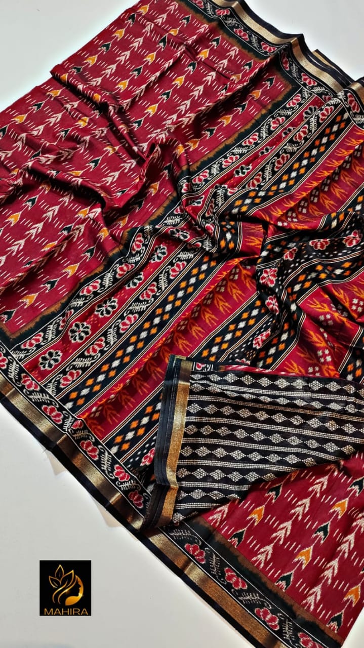 Buta Buti Red Colour Abstract Printed Pure Cotton Saree - ANIBEY