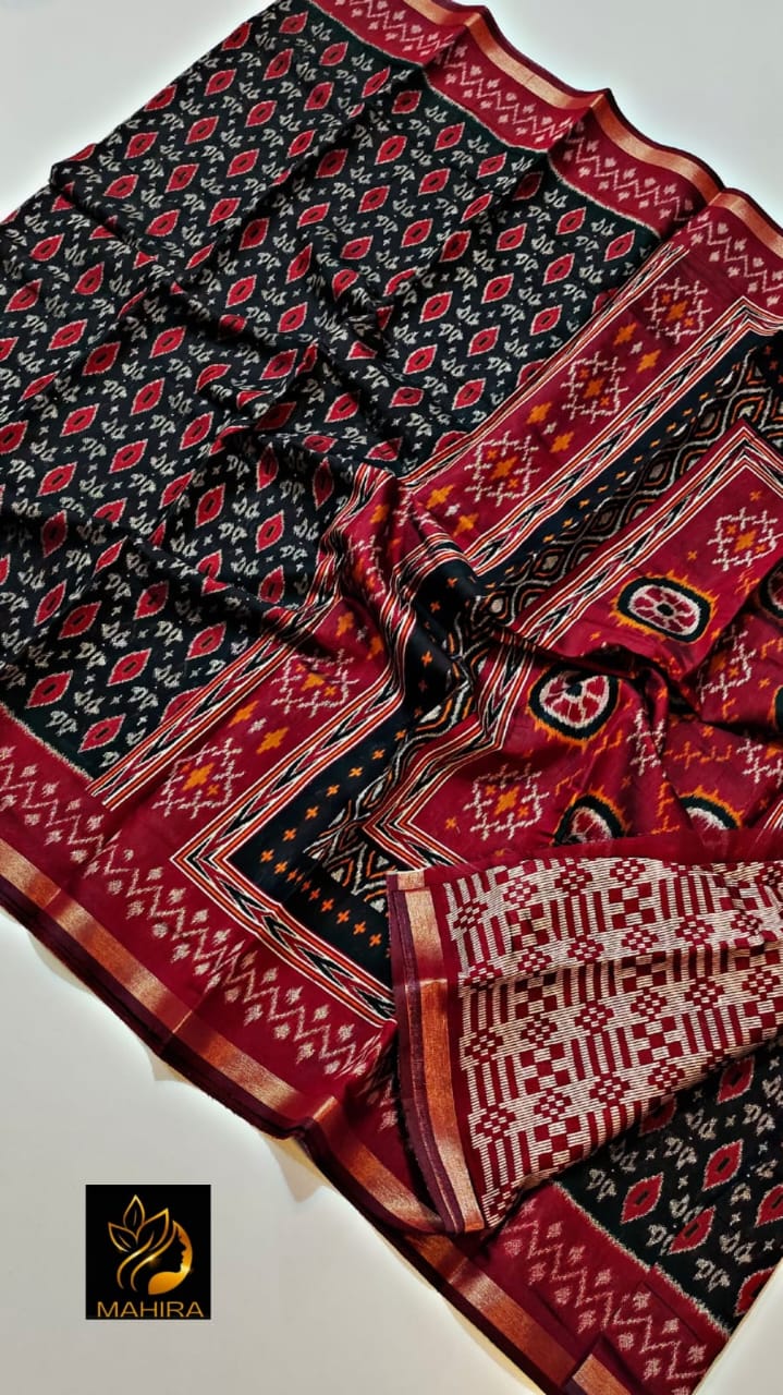 Buta Buti Red Colour Abstract Printed Pure Cotton Saree - ANIBEY
