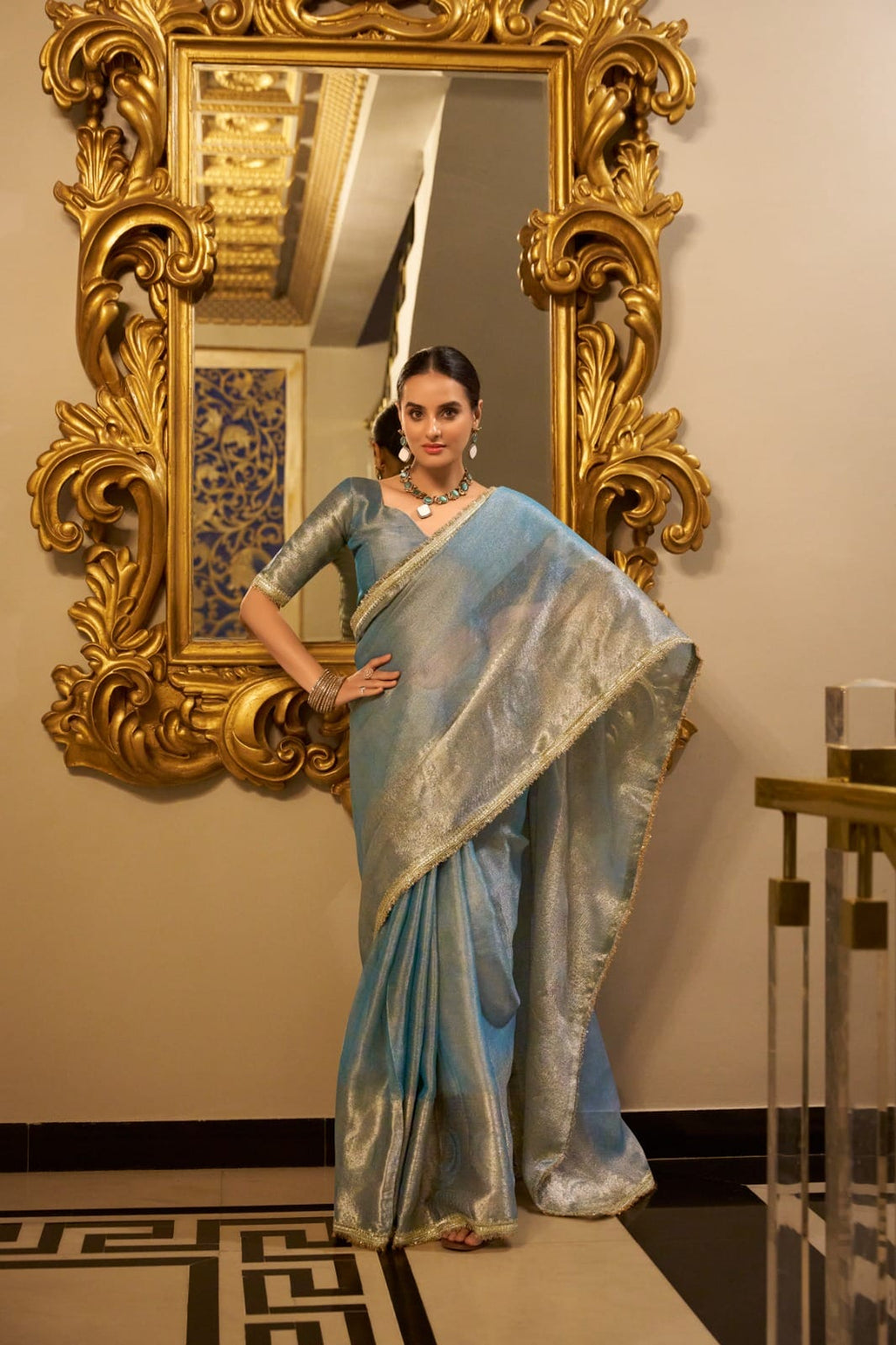 Buy Mitera Zari Woven Floral Organza Saree - Sarees for - ANIBEY